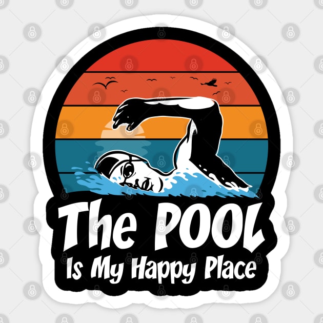 The Pool is My Happy Place - Swimming Sticker by AngelBeez29